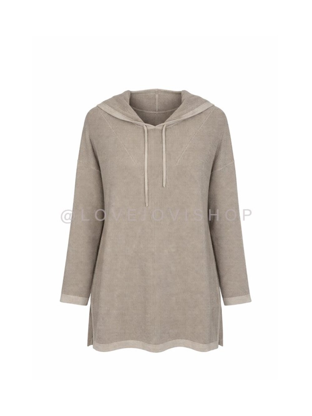 Sweater | J Jill Cotton Rayon Knit Hoodie Tunic Beige XL | Soft Minimalist Light - Picture 2 of 11